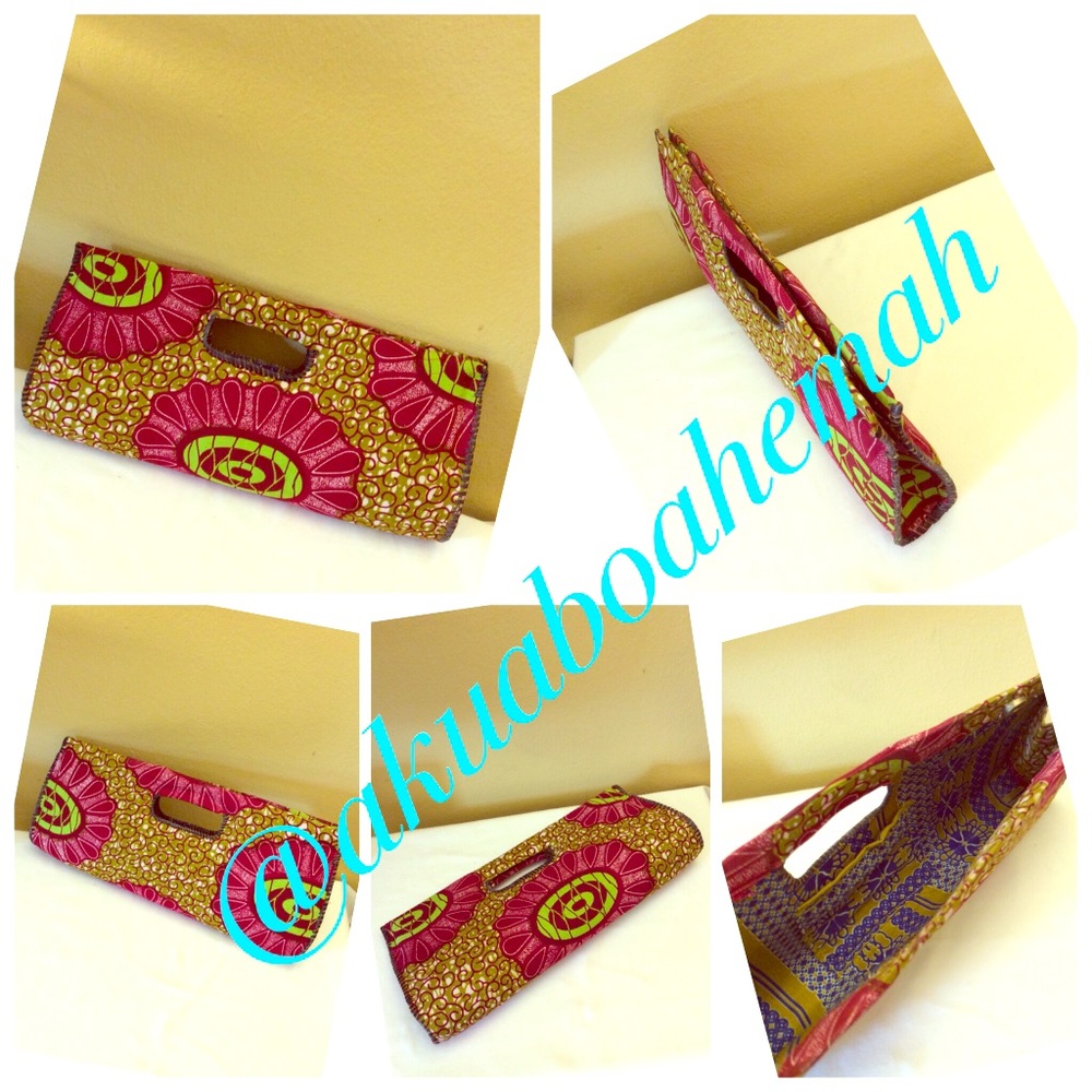 Ankara/African print fabric clutch w/ snap closure